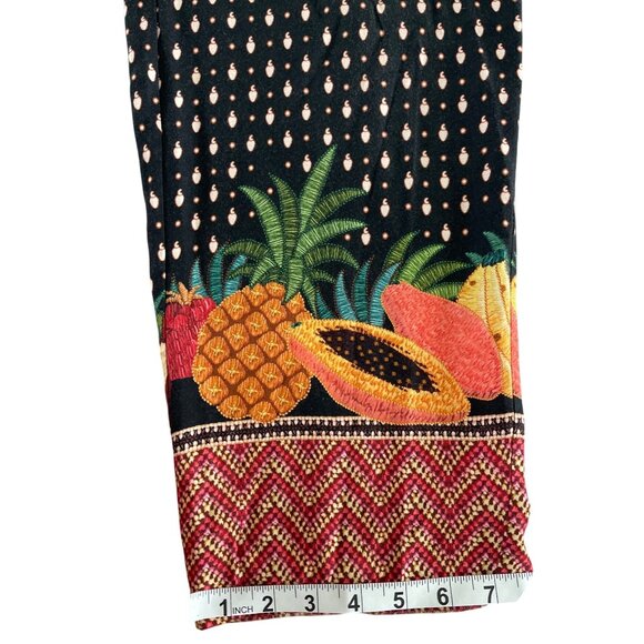 Farm Rio x Anthropologie Tucker Paperbag Pants Tropical Fruit Black Size XS $178 - Picture 7 of 14
